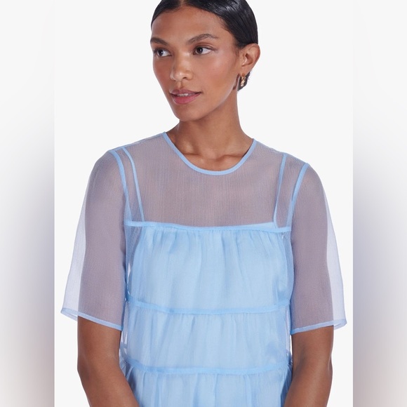 🌺🎉HP🎉🌺 NWT Staud Hyacinth Tiered Organza Maxi Dress French Blue - Picture 3 of 15